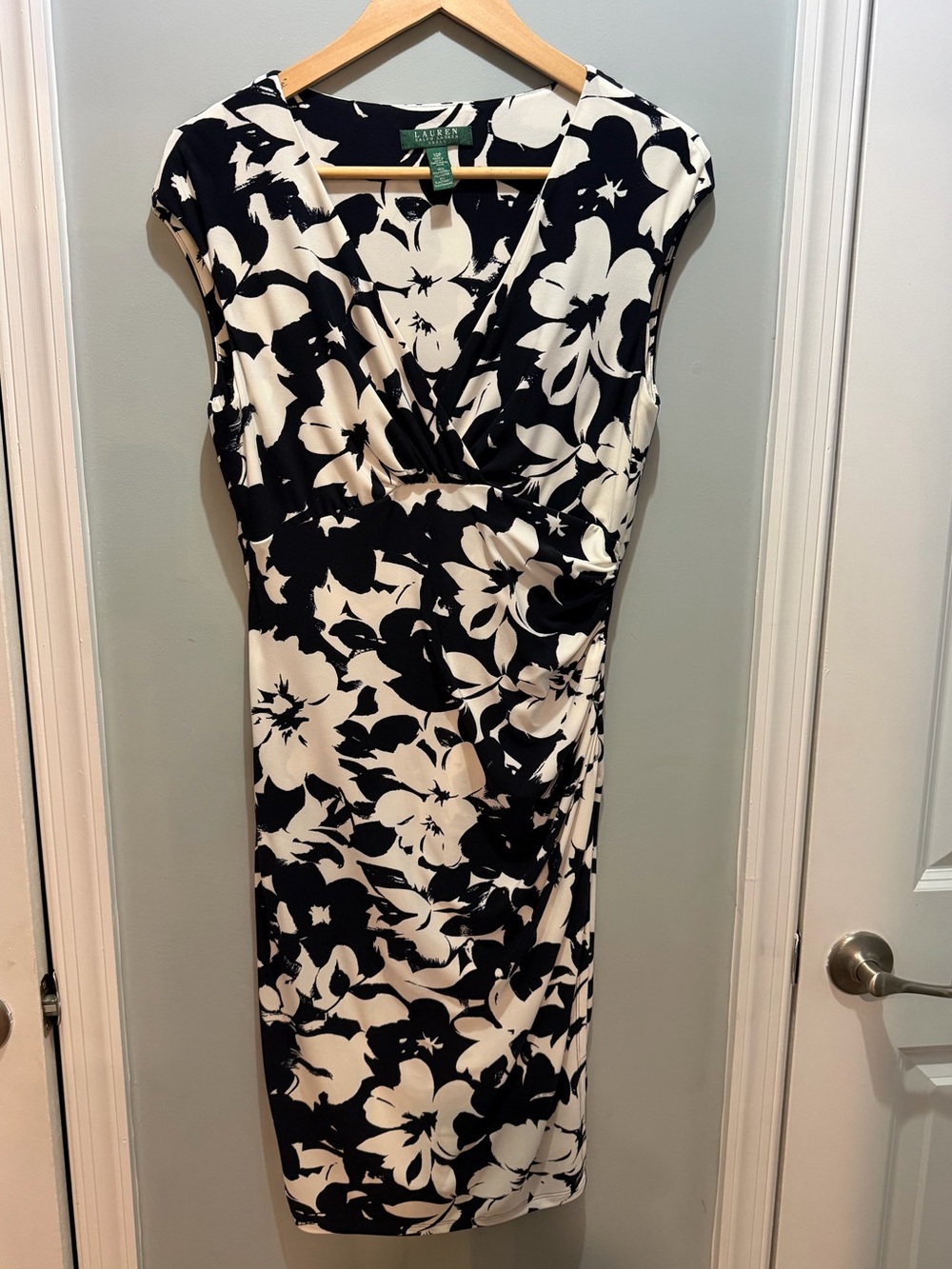 Lauren Ralph Lauren Black and White Floral Midi Dress